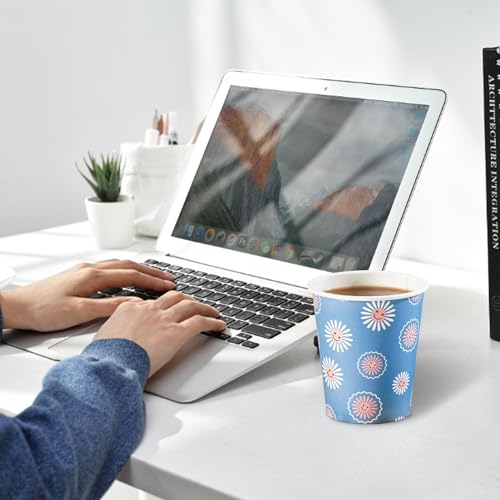 SIUQ 300 Pack Paper Cups 8 oz, Disposable Coffee Cups - Daisy Floral | Heavy Duty Coffee Cups 8 Ounce for Hot/Cold Beverage, Water, Juice, Tea, Office, Party, Home, Travel, Picnic, Events - color: Daisy 8oz-300 pack