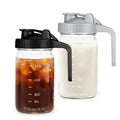 Breast Milk Pitcher Mason Jar - 2Pack Easy Pouring 32oz Airtight Glass Jar with Pour Spout Lid, Classic Wide Mouth Jug Easy to Clean, Ideal for Coffee & Creamer, Iced & Sun Tea, Juices - color: Black&Grey, size: 1 Quart