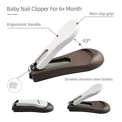 Baby Nail Clippers Set with Cute Case, Infant Fingernail and Toenail File Kit for Newborn Manicure and Pedicure, New Mom Grooming Gift - color: Bronze + Weiß
