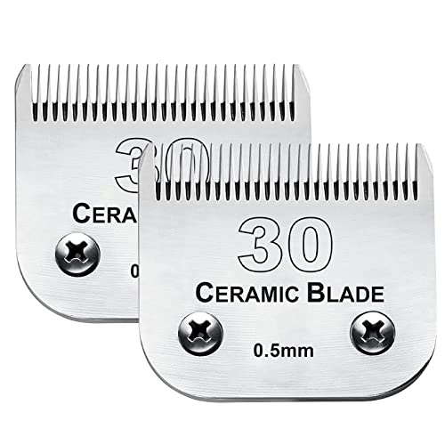 30 Blade Dog Grooming Blades Compatible with Andis/Wahl/Oster Dog Clippers | Detachable Stainless Steel Blade,Size-30, 1/50-Inch Cut Length (64260),2Pack - color: 2pc 30:1/50''(0.5mm)