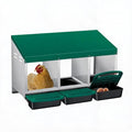 PrecisionAuto Chicken Nesting Box, 3 Compartment Automatic Roll Away Egg Collection, Ventilated Galvanized Steel, Wall Mount or Freestanding Hen Coop Accessory, Green - color: Green