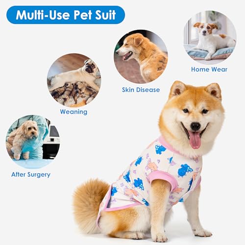 cyeollo Recovery Suit for Dogs Cats Surgery Suit Female Spay Soft Breathable Pet Onesie Bodysuit Male Dog Neuter, Small Dogs Surgical Recovery Shirt, Dinosaur, XS - color: 6# White Dinosaur, size: X-Small (Back: 9"-11")