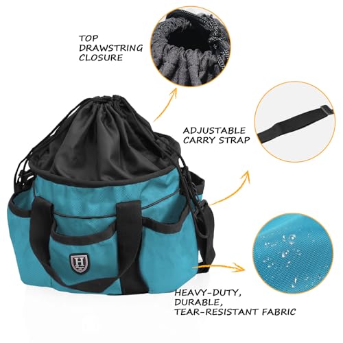 Harrison Howard Premium Horse Grooming Organizer Bag Horse Grooming Tote Bag-Teal - color: Teal