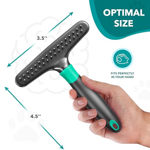 DOGI Deshedding Brush Comb - Undercoat Rake for Dogs, Cats, Short, Long Hair Coats - Double Row Stainless Steel Pins - Reduce Shedding by 90% (Green) - color: Green