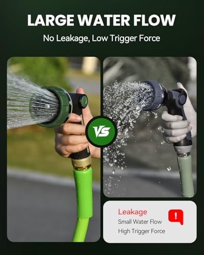 RAINPOINT Garden Hose Nozzle - 100% Heavy Duty Metal Thumb Control Spray Nozzles for Garden Hose High Pressure, 10 Pattern Water Hose Nozzle for Car Wash, Watering Lawn, Pets, Dark Green - color: Dark Green