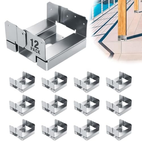6PCS 6x6 Post Base for Concrete Heavy Duty Galvanized Post Anchor Base | Adjustable Wood Post Bracket Kit with 1" Standoff for Deck Patio/Gazebo/Pergola - style: Without Accessories