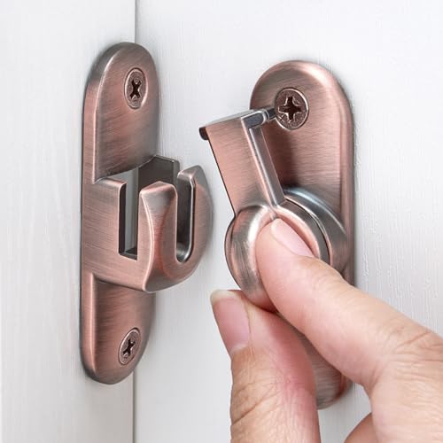 Red Bronze 90/180 Degree Barn Door Latches,Flip Gate Lock | Zinc Alloy Flip Gate Latches,Right Angle Door Lock,for bedroom,garage,sliding door,window,cabinet,drawer,pet enclosures - color: Red Bronze