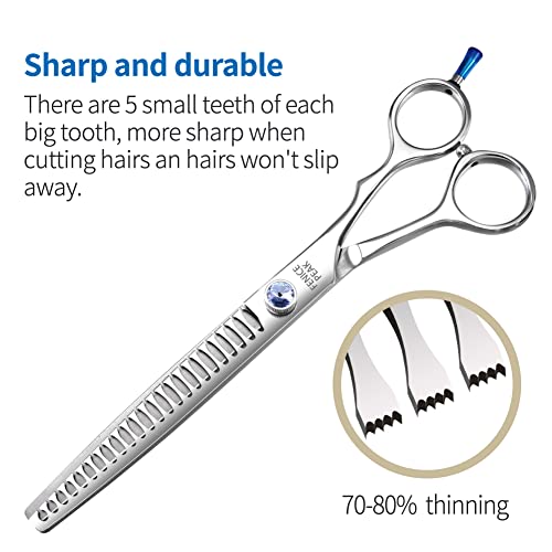 Fenice Professional 7/7.5/8 Pet Grooming Scissors Thinning Cutting Shears for Dog s/Cats Thinning Rate:70-80% (7.5 inch) - size: 7.5''