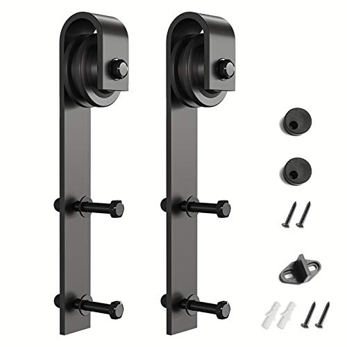 SMARTSTANDARD Sliding Barn Door Hardware Hangers 2pcs (Black) (J Shape Hangers) - style: J