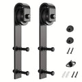SMARTSTANDARD Sliding Barn Door Hardware Hangers 2pcs (Black) (J Shape Hangers) - style: J