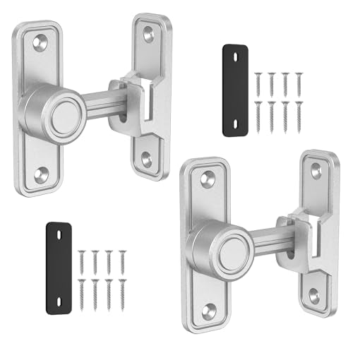 Barn Door Lock 2.4" 90/180 Flip Gate Latch, Sliver 2-Pack | Heavy Duty Zinc Alloy Sliding & Swing Door Latch for Barn, Gate, Fence, Shed - color: Silver-2 Pcs
