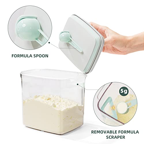 Formula Container, 1700ml Airtight Pop-Top Milk Powder Canister | BPA-free design holds up to 600g with a 5g scoop, scraper, clear body and wide mouth for organized daily bottle prep at home - color: 21 oz - Clear