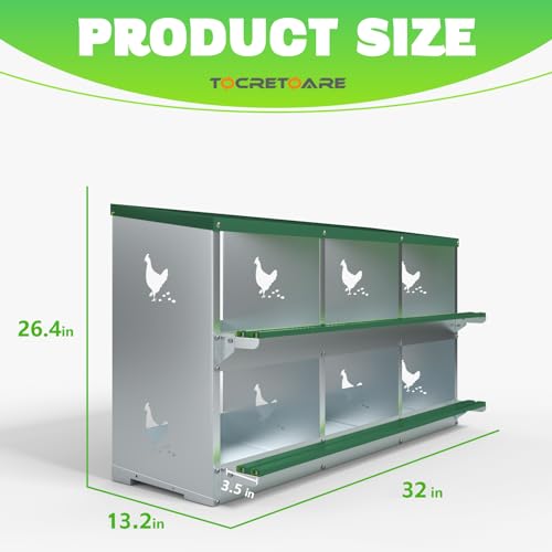 TOCRETOARE 6 Holes Chicken Nesting Boxes for Laying Eggs, Heavy Duty Metal Nest Boxes for Chicken and Poultry to Collect Eggs, Chicken Laying Boxes Hens Chicken Coop Box - size: 6 Hole