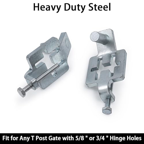 T-Post Gate Hinge Pins,Heavy Duty Gate Hanger on Metal T Post,Steel Gate Hinges for Chain Link Fence Gate,Farm,Garden & Backyard
