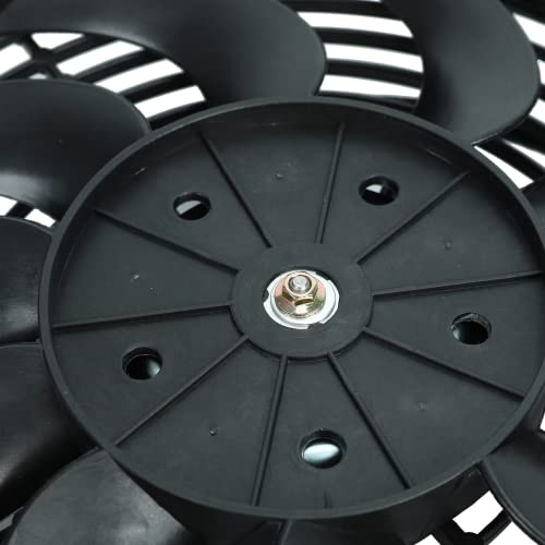 BLACKHORSE-RACING 12" Universal Electric Radiator Cooling Fans + Thermostat Relay & Mount Kit - size: 12 Inch