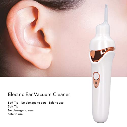 Electric Ear Suction Device, Portable Automatic Electric Vacuum Ear Pick Ear Cleaner Earwax Remover with LED Light for Earwax Removal, Soft Prevent Ear Pick Clean Tools Set (White) - color: White