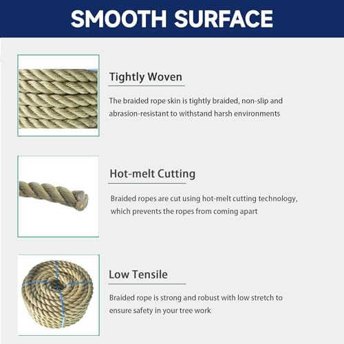 100 feet Twisted ProManila - UnManila Rope, Three Strand Twisted Rope with 3/4 Inch Diameter for Decor, Crafts, Sporting, and Landscaping - size: 3/4in*100ft