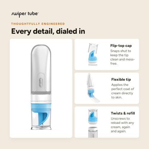 Eli & Ali Swiper Tube - Refillable No-Touch Cream Applicator, Grey 1pk | Silicone Ointment & Cream Dispenser for Sunscreen, Diaper Rash, Tattoo Aftercare, Nipple, Progesterone - TSA Friendly 2oz - color: Grey, size: 1 Pack