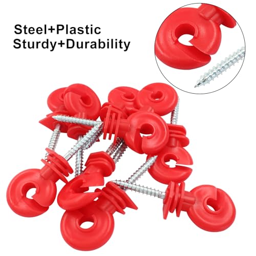 Red Electric Fence Insulator, 10Pcs, 91mm/3.58 inch | Screw-in, For Ranch Agricultural Fencing - color: Red
