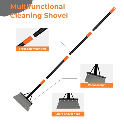 Garden Flat Shovel,Heavy Duty Weeding Tools Gardening,60" Long Handle Metal Floor Scraper,Multifunctional Cleaning Shovel for Lawn Edging, Scraping, Weed, Ice and Snow Removal