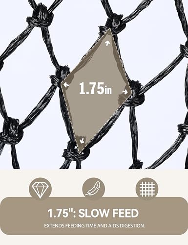 Tackmore 2pcs 36’’ Length Slow Feed Hay Nets for Horses & Livestock Easy to Hang Hay Bags for Horses with Drawstring Closure-Black 1.75" (Slow Feed) - size: 1.75"