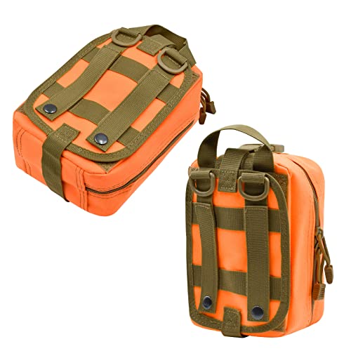 2-Pack First Aid Pouch 1000D Nylon Tactical Molle Medical Pouch Utility Pouch for Outdoor Activities Medical Supplies Bag Only - color: Orange