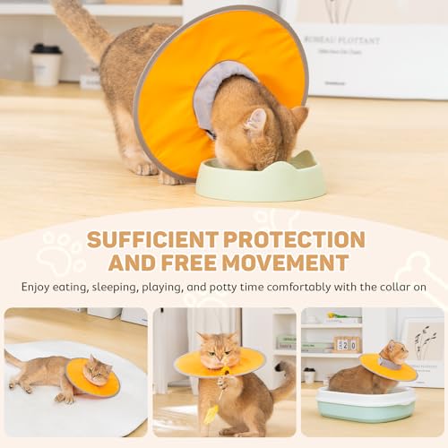 Avont Lightweight Waterproof Foldable Cone, Soft E-Collar - S Orange | Neck up to 10.6", Width 3". Foldable soft cone for cats & small dogs, stops licking, waterproof, easy clean - color: Orange, size: S