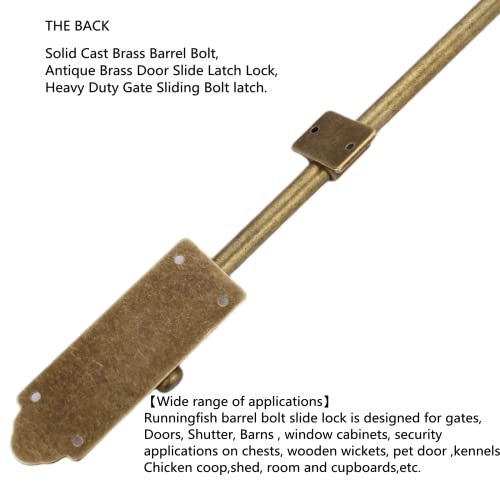 Heavy Duty Cane Bolts for Gates 23.7'',Barrel Bolt Latch Super Lengthen,Thickened Drop Bolts for Gates,Garage Bolts Solid cast Copper Sliding Lock for gate Latch - color: Antique Brass