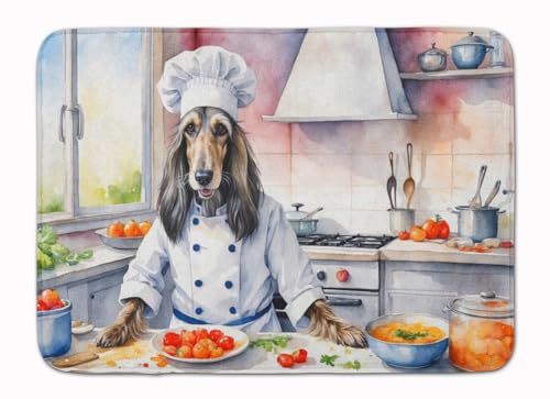 Caroline's Treasures Afghan Hound The Chef Memory Foam Kitchen Mat Machine Washable Anti-Fatigue Mat Cushion Comfort Bath Mat or Kitchen Rug - color: Afghan Hound 6180