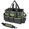 SCAVATA Wearable Cleaning Caddy Organizer with Handle & Shoulder Straps for Housekeepers, Under Sink & Car Cleaning Tool Organizer Bag with 4 Foldable Dividers (Green) - color: Green