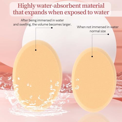 2 Pack Oval Puff Egg Foundation Sponge Oval Makeup Sponges Professional Makeup Sponge for Eye Foundation Blush Application Forehead Cheeks, Dry and Wet (Skin Tone and Pink)
