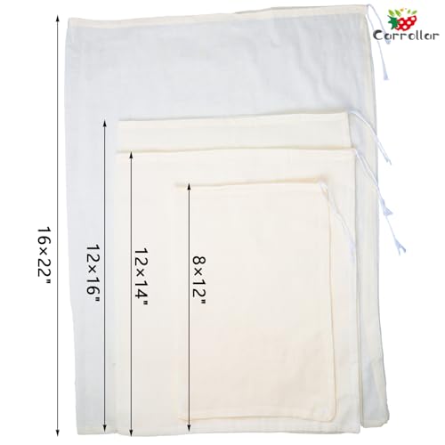 8Pack Nut Milk Bags,4 Sizes Unbleached Cotton Cheesecloth Bags,Food Strainer Bags,Reusable Muslin Strainer Bags for Yogurt, Juice,Wine,Cheese making(8x12"/12x14"/12x16"/16x22")