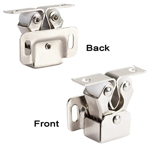 Keenkee Cabinet Latch Double Roller Catch, Nickel, 8 PCS | Hardware For Cupboard Closet Cabinet Door Latches and Catches - color: Nickel 8ps