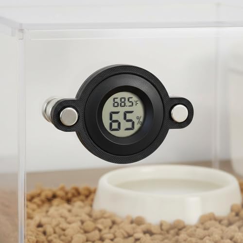 2 Pcs Magnetic Reptile Thermometer and Humidity Gauge Temperature and Humidity Monitor for Jumping Spider and Reptile Tank Mini Digital Hygrometer(Round) - color: Round