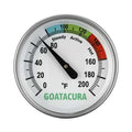 Compost Soil Thermometer, 304 Stainless Steel Case and Probe,1.75" Dial Size, 16" Stem Length, 0-200 Deg F, 3 Temperature Zones - size: L=16"