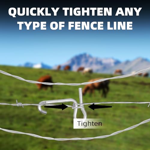 Fence Wire Tightener, 20PCS 1/4" 6mm Fence Tightener Clips and 1PCS Handle | 1/4" Barb Wire Tightener, Fence Wire Twisting Tool, Fence Wire Tensioner for Farm & Garden, Barb Wire Tensioning Fixer - color: 6mm20PCS+Tightener Handle