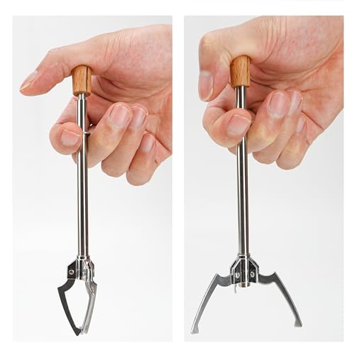 Multifunctional Food Clamp with Non-Slip Handle, Telescopic Ice Cube Grabber, Stainless Steel Pickle Fork, Olives Pickled Onions Utensil