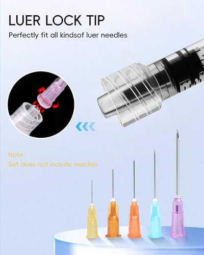 1ml Luer Lock Syringe without Needle - 1cc Plastic Syringes, Sterile, Individually Sealed, Pack of 30 - size: 1ML