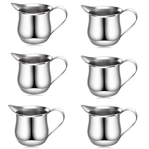 6 Pack 2oz Stainless Steel Bell Creamer Pitcher Mini Cup Espresso Container | Mengbaobao Milk Coffee Cream Container Server Cup - size: 2oz x6