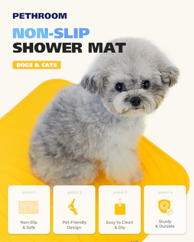 Premium Non-Slip Dog Bath Mat with Drying Hooks, 15.8 x 21.7 in | Made with High-Quality Materials for Sturdy, Durable Use, Versatile for Bathtubs & Sinks, Easy to Clean & Store, Yellow