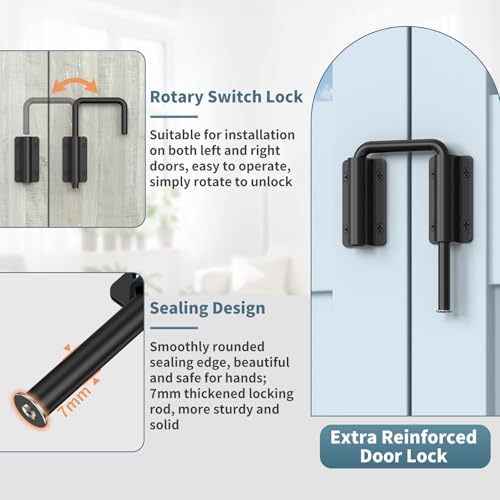 Upgraded Sliding Door Loop Lock, Barn Door latch-Black-1PC | 2.38″ Multi-Angle Locks for 90/180 Degree Aluminum Alloy Security Gate Latches for Fence, Window, Closet, Bedroom, Screen - color: Black-1PC