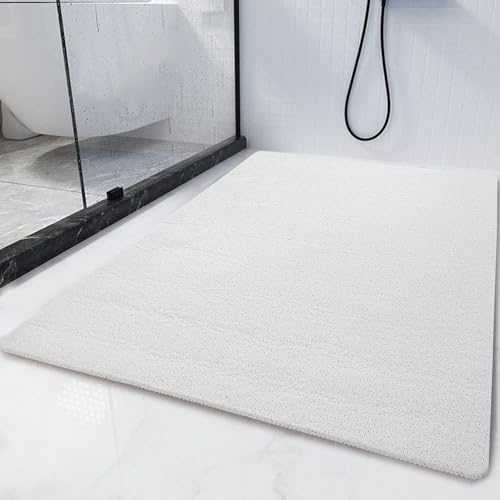 HOMBYS 58 x 32 Extra Large Shower Mat for Shower Stall Tub, Non Slip Bath Mat Bathroom Accessories, PVC Loofah Mats for Shower and Bathroom, Quick Drying, (White, 58"x32") - color: White, size: 2'8" x 4'10" (Rectangular)