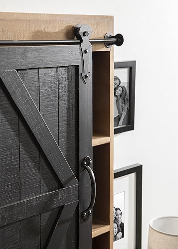 Kate and Laurel Cates Rustic Wall Cabinet; 22 x 28; Black and Rustic Brown; Farmhouse Wall-Mounted Storage Cabinet - color: Rustic Brown/Black