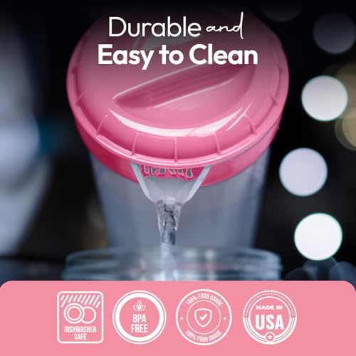 1 Quart Plastic Mixing Pitcher with Mixing Lid, BPA Free, Shatterproof Beverage Jug for Iced Tea, Lemonade, Juices, Milk – Leak-Proof, Easy Stirring, Dishwasher Safe | Pink - color: Pink, Mixing Pitcher w/ Opt. Lid