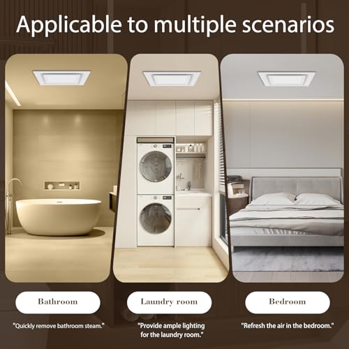 Ultra Quiet Bathroom Exhaust Fan with Light, 120 CFM, 1.0 Sones | 1000 Lumens LED Light, Easy Installation, Energy-Efficient Design, 10" × 10" Ceiling Mount