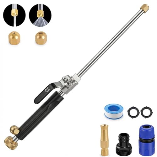 Hydro Jet High Pressure Power Washer-Magic Power Washer Extendable Wand,Flexible Water Hose Universal Nozzle,Gutter Patio Car Pet Window Cleaning (18inch-Back) - color: 18inch-back