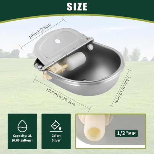 Automatic Water Dispenser for Dogs & Livestock Without Drainage Hole | 304 Stainless Steel, Outdoor Dog Bowl, Horse & Goat Waterer, Drinking Water Bowl with Float Valve