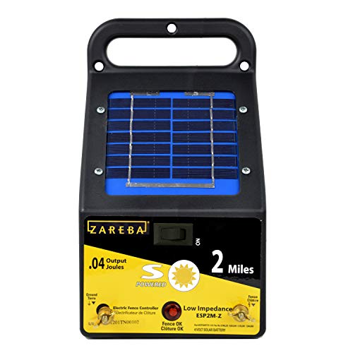 Zareba ESP2M-Z 2-Mile Solar Low Impedance Electric Fence Charger & ITY-Z Standard Snug-Fitting T-Post Insulator, 25 per Bag