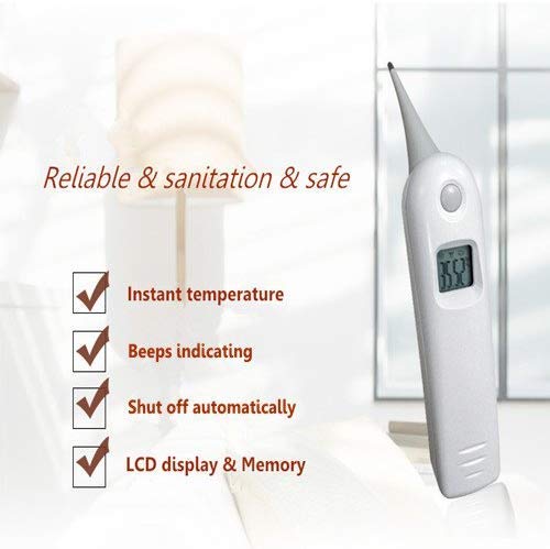 Pet Thermometer Dog Thermometer, Fast Digital Veterinary Thermometer, Pet Thermometer for Dogs, Cats, Horse,Cattle, Pigs,Birds, Sheep.(Battery Included) - color: white