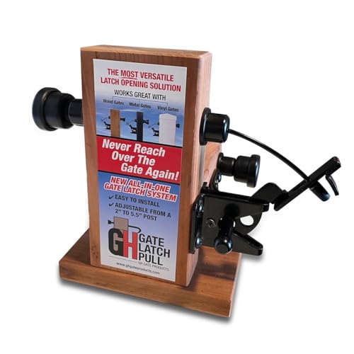 GH Gate Latch Complete Outdoor gate Latch for Wooden Gates operates from/on Both Sides of Fence Patented Dual Sided Operation. Wooden Fence Latch Vinyl Gate Latch Metal Fence Latch Universal fit